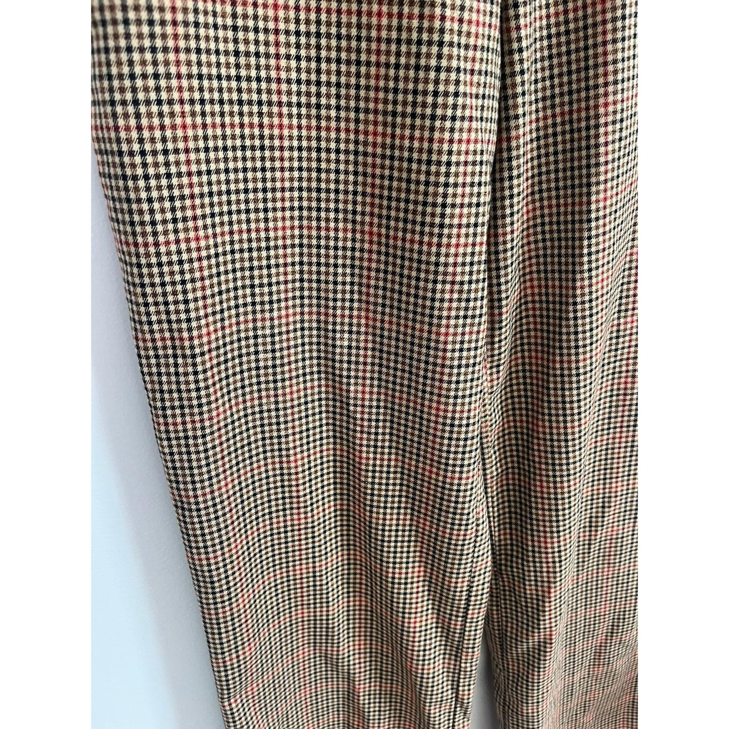 J Galt Plaid Trousers Women Size S Brown Red Straight Leg High Waist