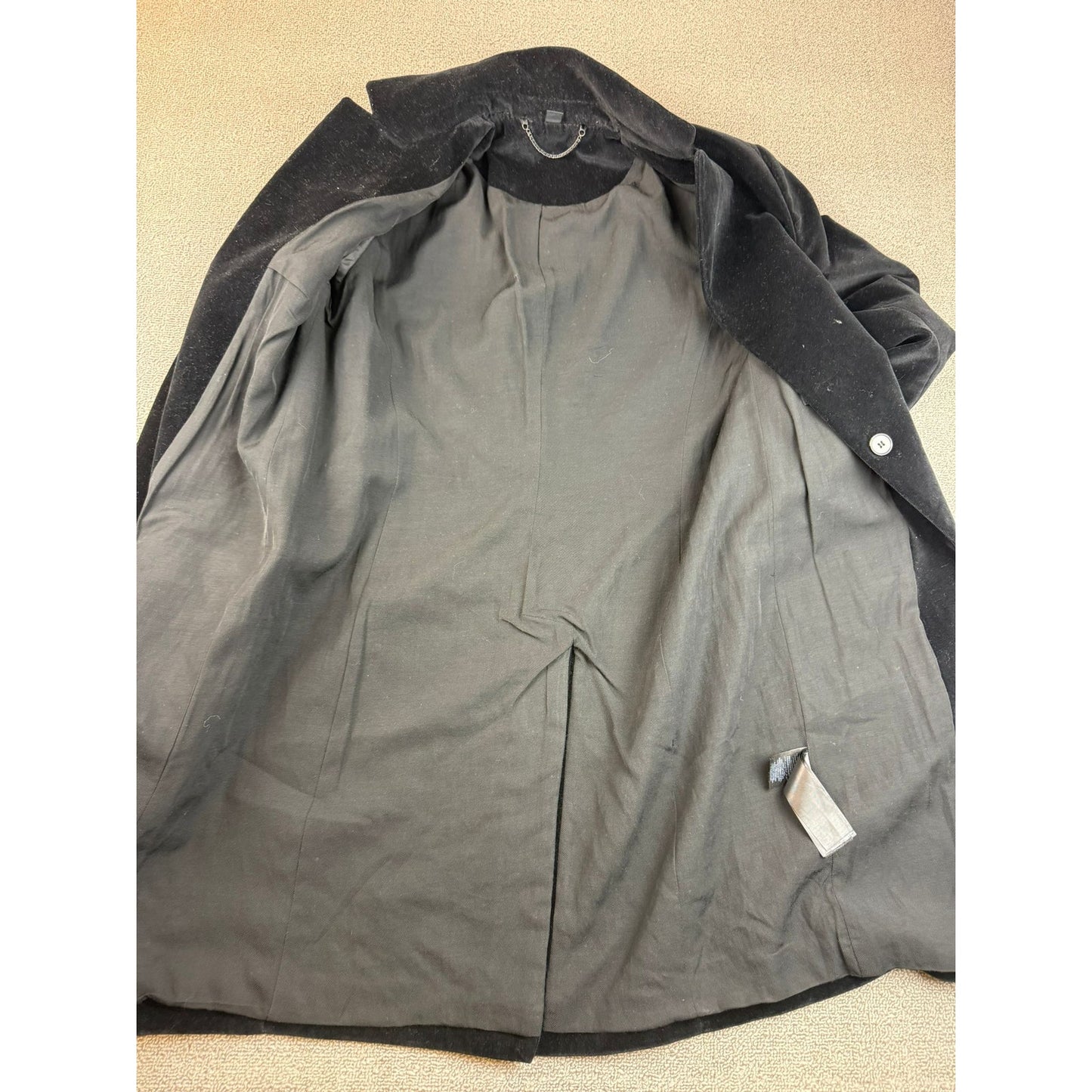 AllSaints Size 8 Black Leni Velvet Coat Button Up Long Cotton