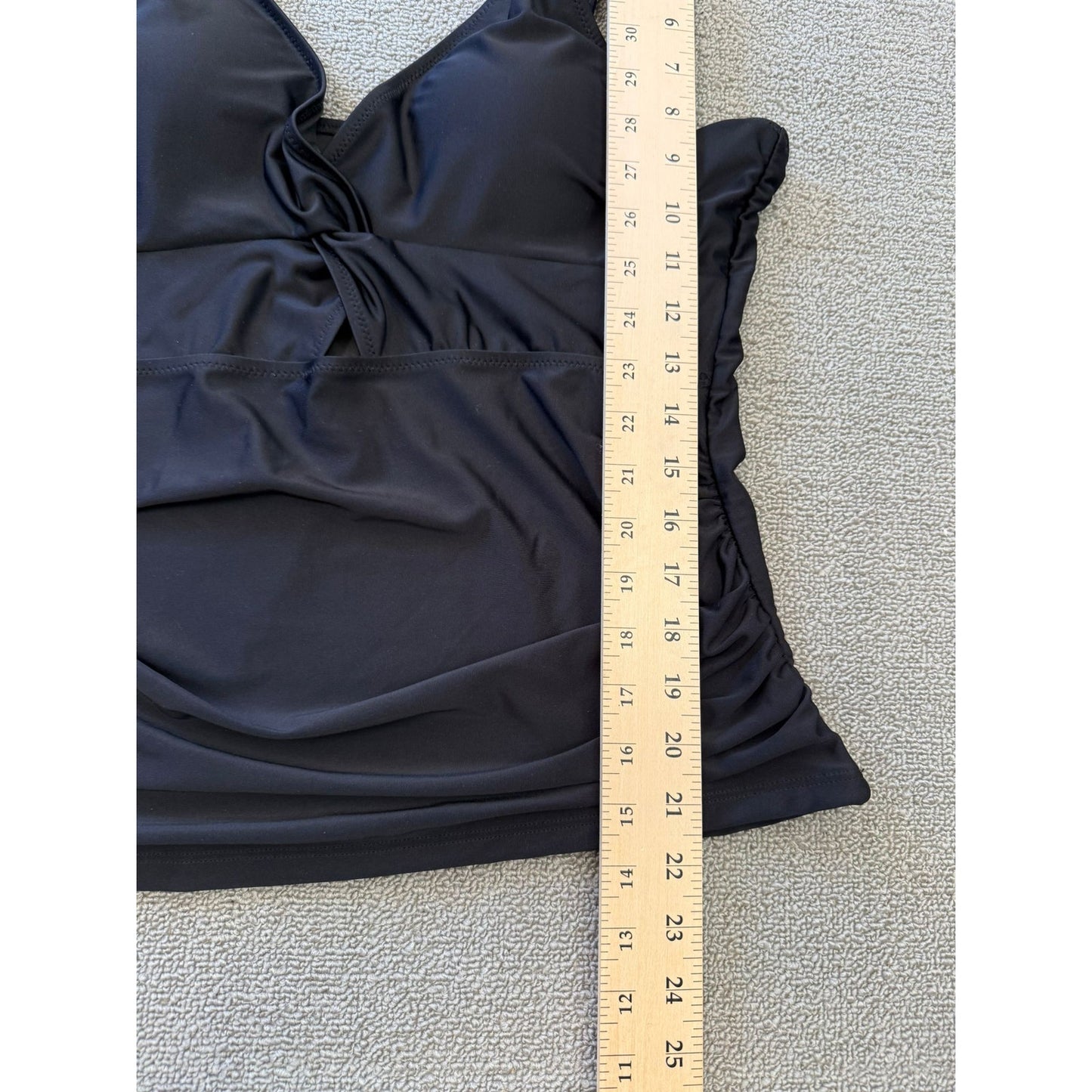 Beachsissi Womens Extra Large Black Ruched Tankini Top