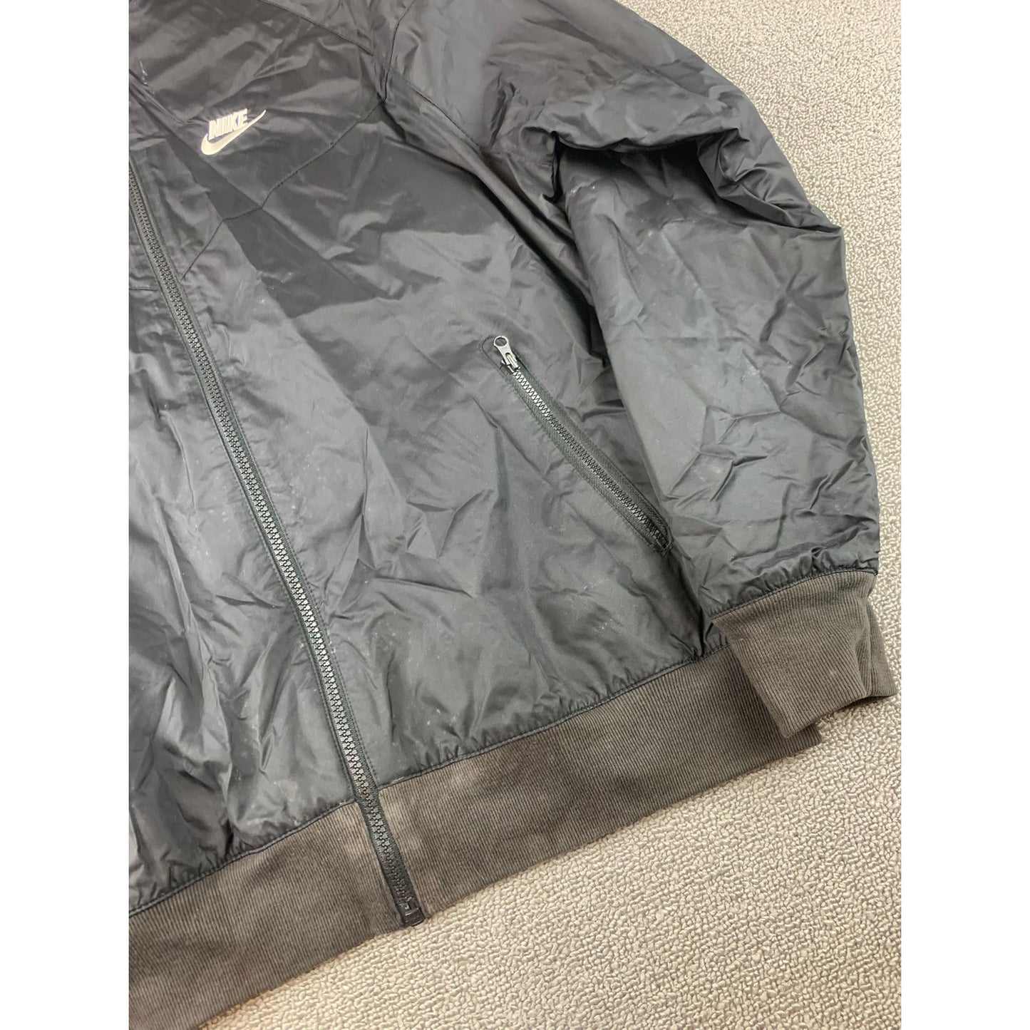Nike Men's Small Sportswear Windbreaker Jacket All Black Nylon Shell