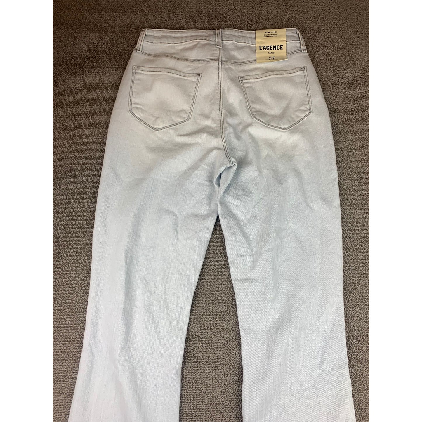 L‘Agence Women’s Sz 27 White Distressed Fringe High Rise High Line Skinny Jeans