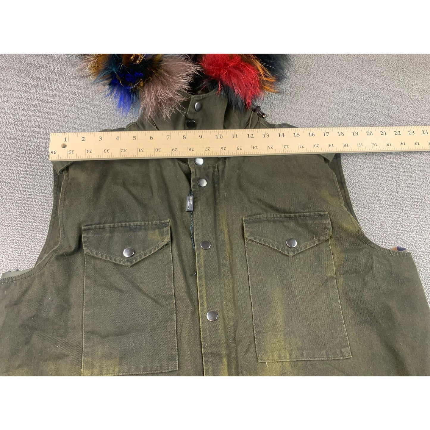 Belle Fare Women’s XL Military Convertible Detachable Real Fur Hood And Vest