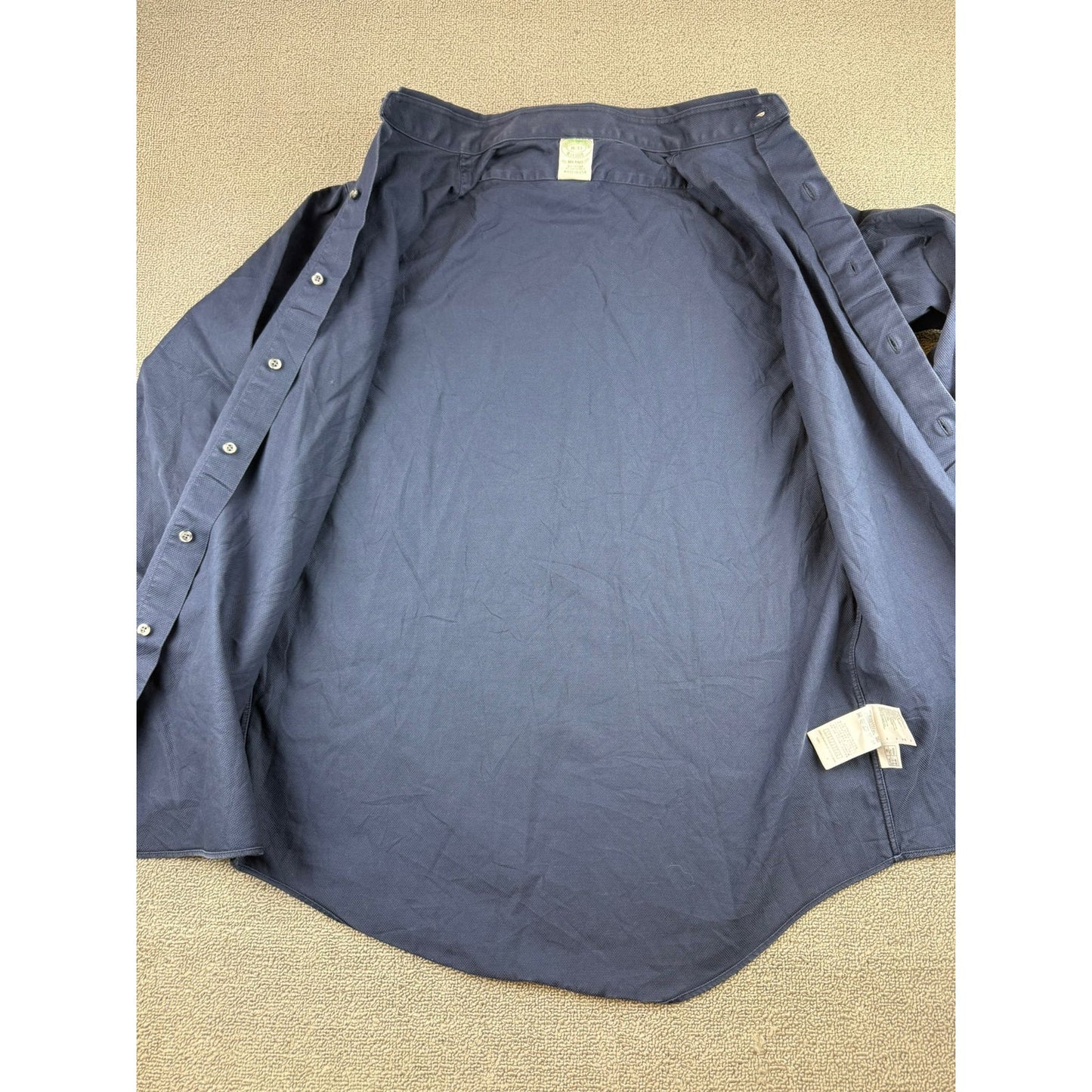 Brooks Brothers Milano Dress Shirt Men's 16-33 Navy Italian Fabric Made in USA