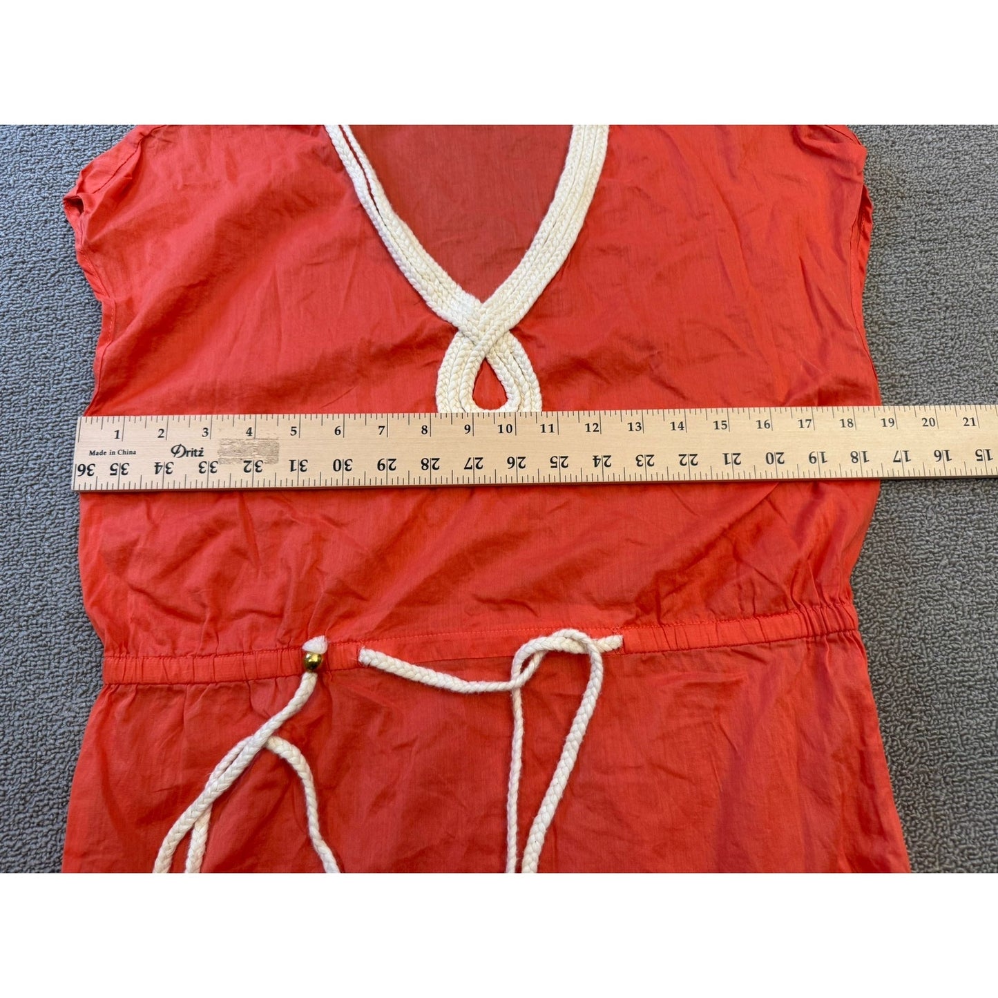 Aqua Woman Medium Orange Tunic Dress Crochet Trim