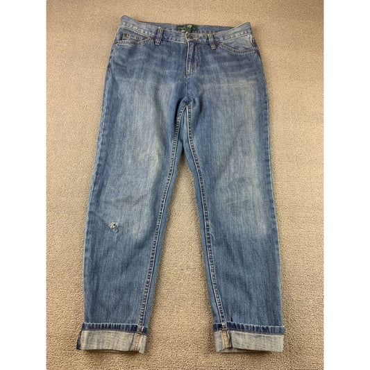 LRL Lauren Jeans Co Women 6 Light Wash Relaxed Boyfriend Jeans Cuffed Denim
