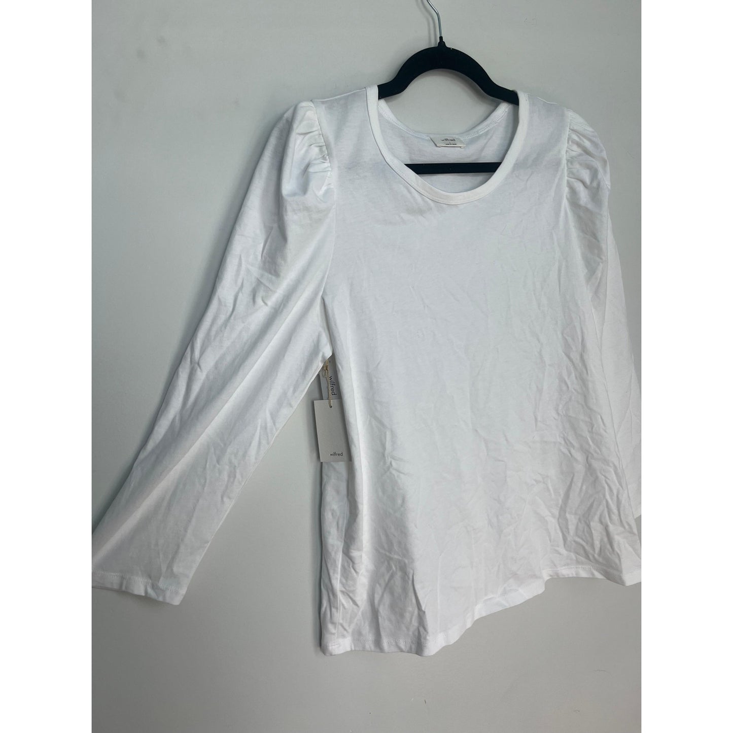 Wilfred Puff Sleeve Tee Shirt Women L White Cotton Blouse Minimalist NWT