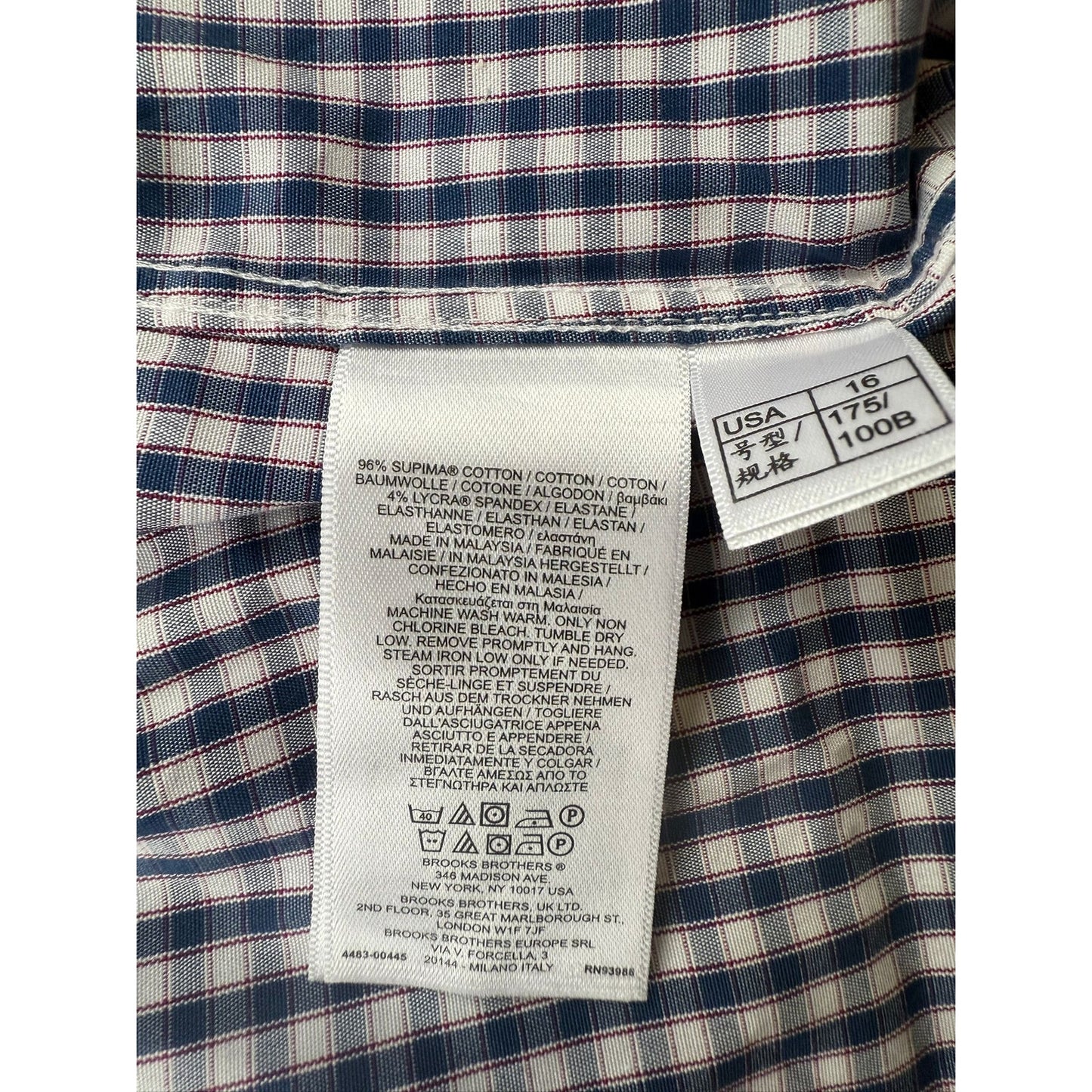 Brooks Brothers Regent Dress Shirt Men's 16-34 Navy Red White