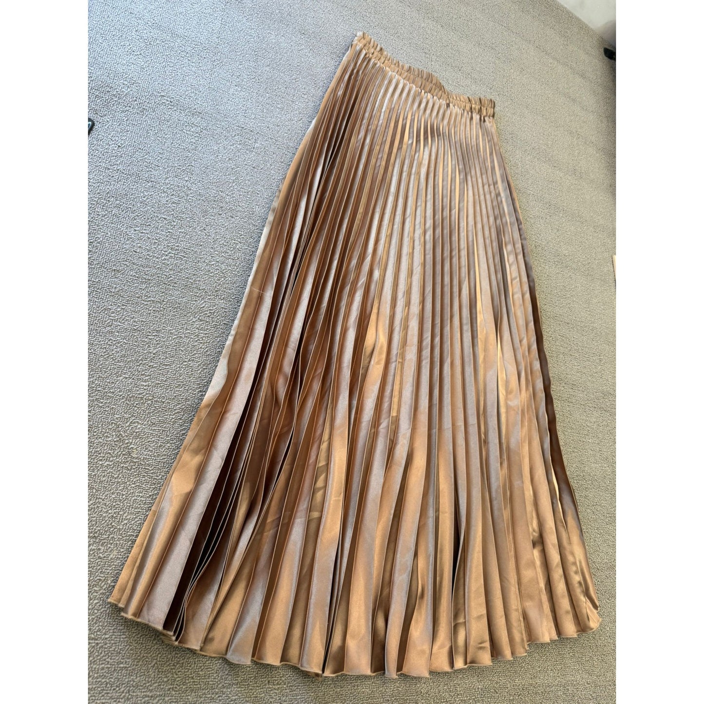 Merci Italia Women Small Pleated Midi Skirt Bronze Shimmer Flowy