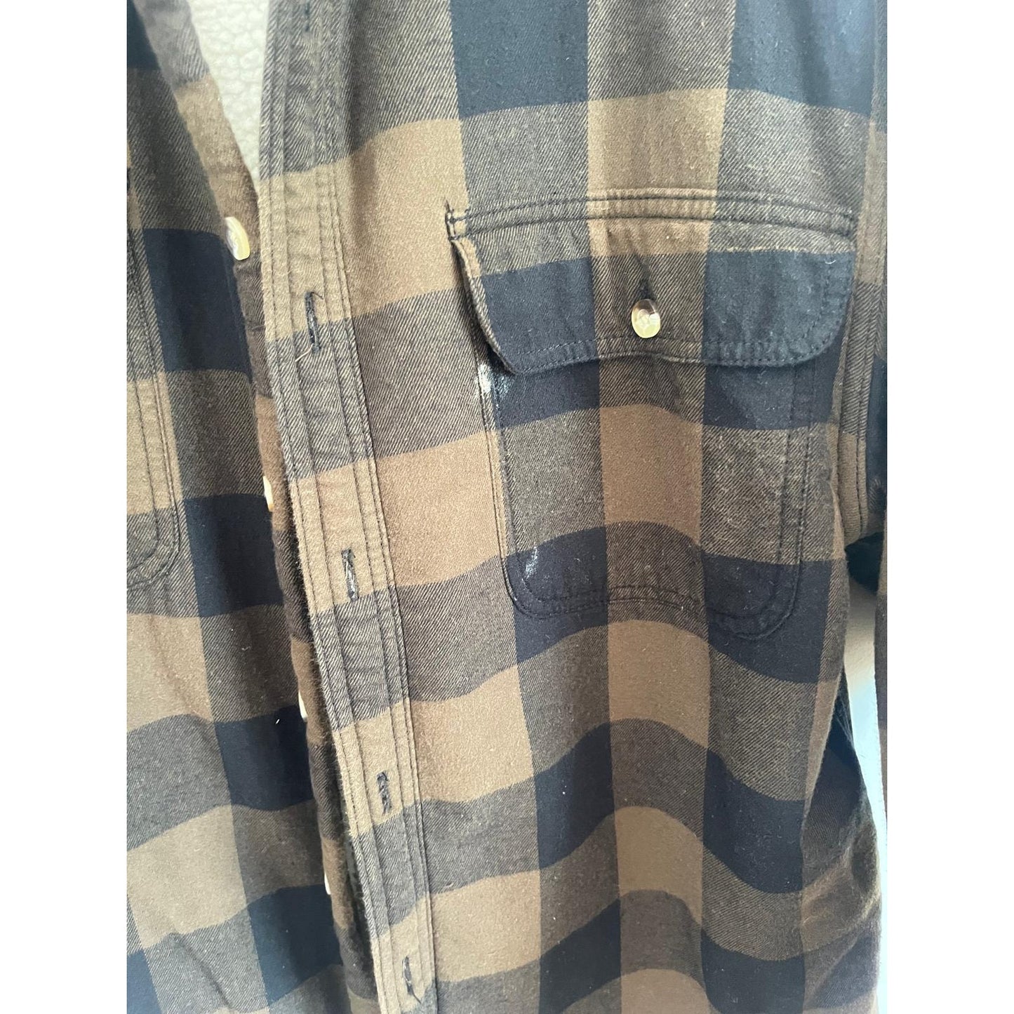 Red Head Shirt Jacket Men M Brown Black Buffalo Plaid Sherpa Lined Flannel
