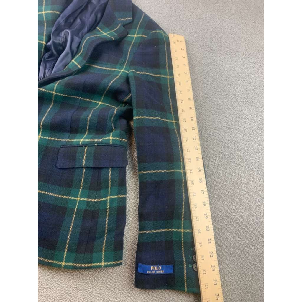 Polo Ralph Lauren Men 40R Tartan Plaid Wool Blend Blazer Sport Coat