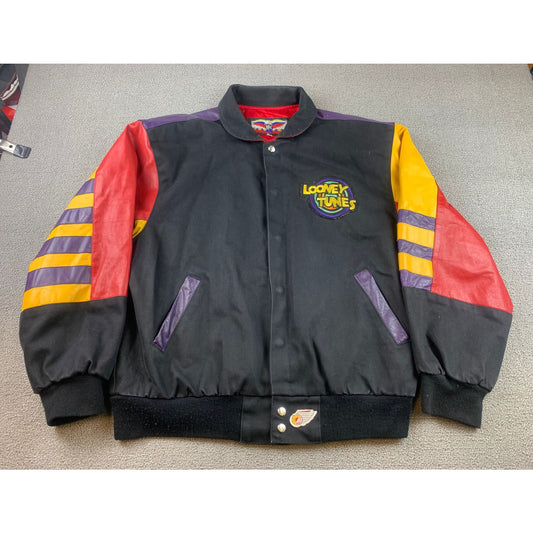 Vintage Men Jeff Hamilton Looney Tunes Leather Jacket Large 90s Cartoon Art