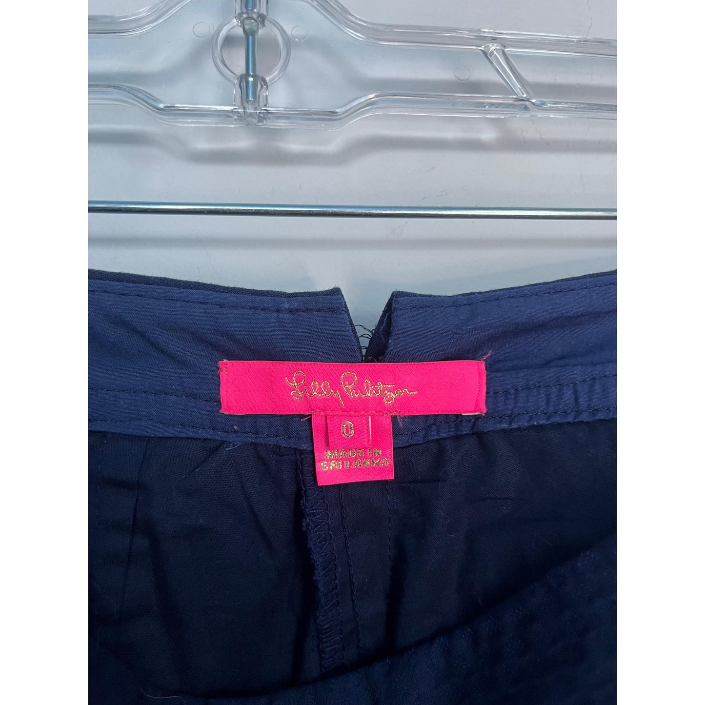 Lilly Pulitzer Scallop Hem Mini Skirt Women 0 Navy Blue Textured Cotton Blend