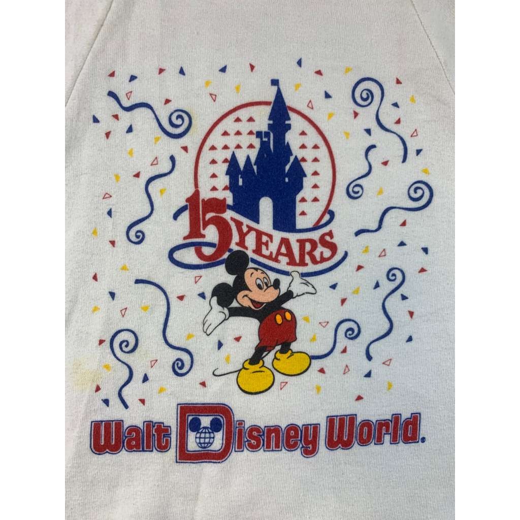 Vintage 1986 Disney Women's L White Sweatshirt 15 Years Walt Disney USA Made