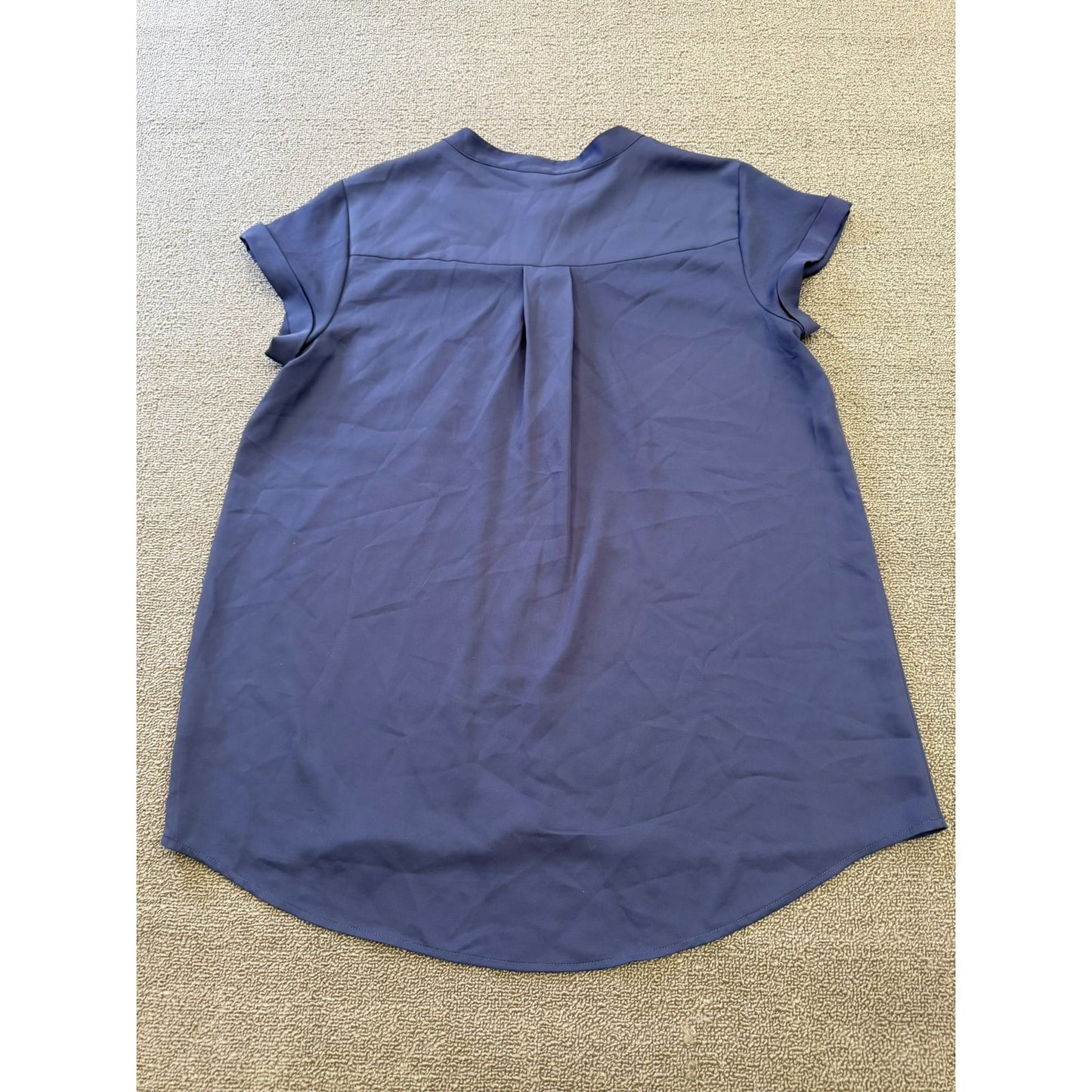 Simply Vera Verawang Women's Large Blue Short Sleeve Pocket Tunic Blouse