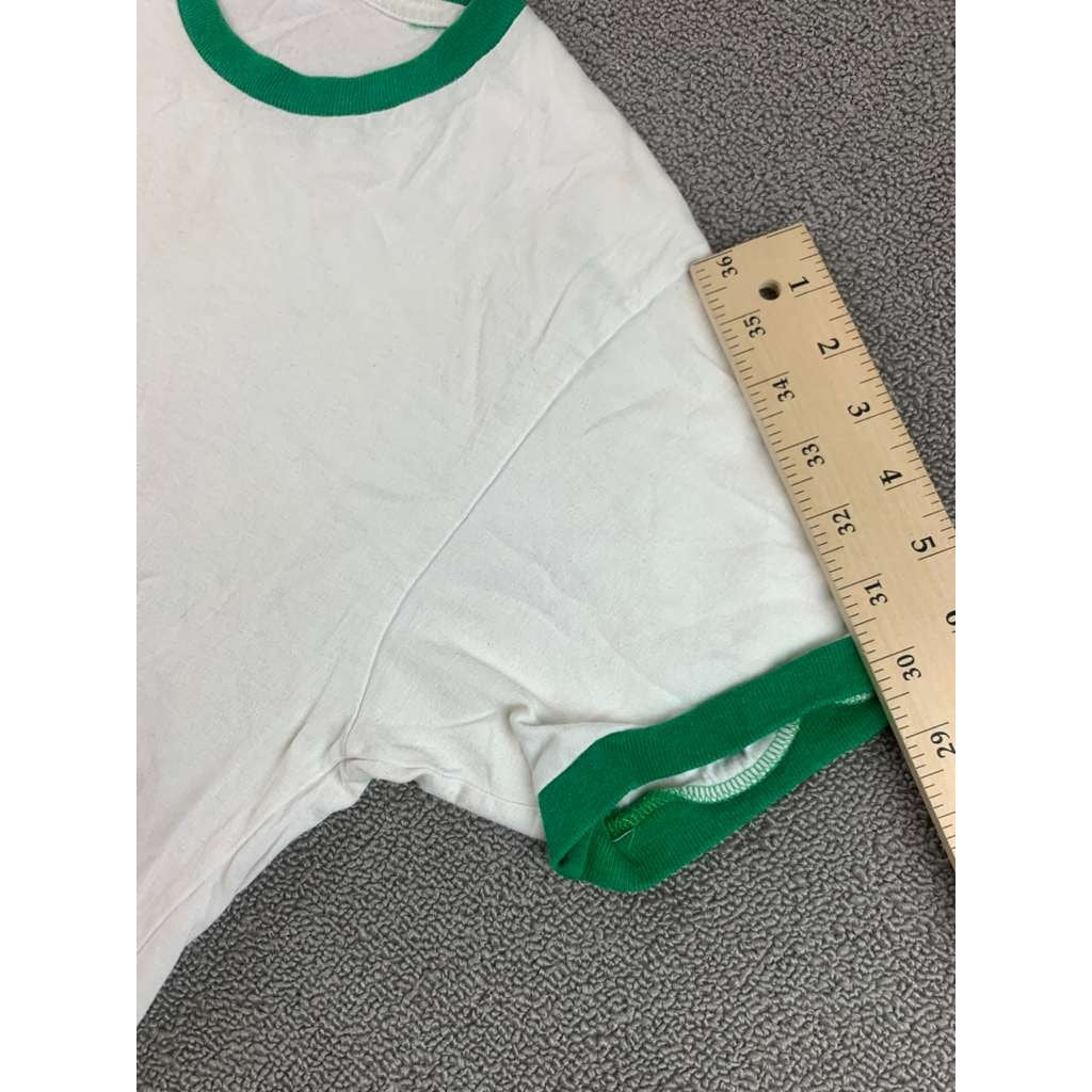 VTG Sesame Street Medium White Green Ringer Graphic T Shirt USA Made