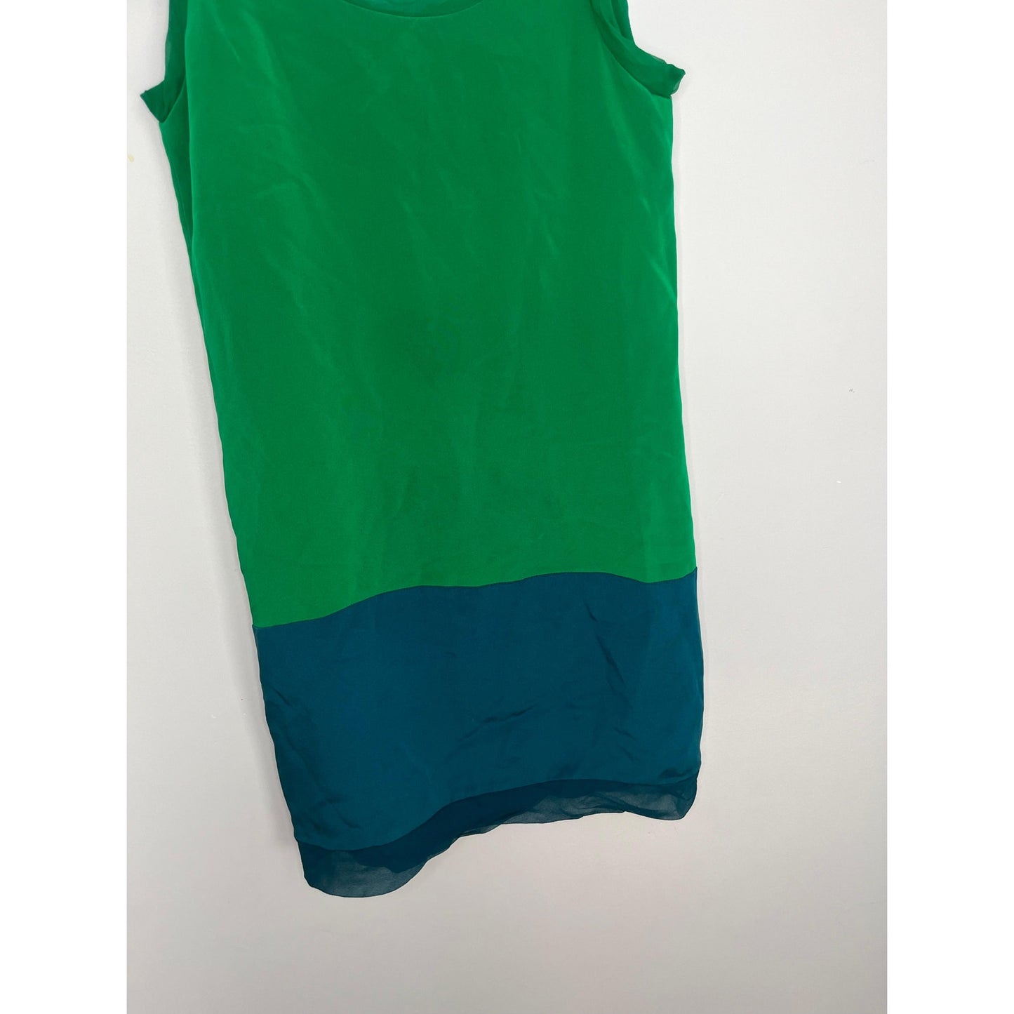 Thakoon Sleeveless Colorblock Dress Women 4 Green Blue Chiffon Shift