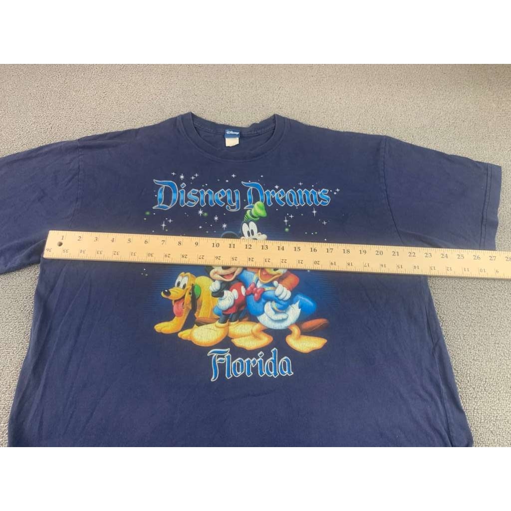 Vintage Disney Men's L Blue Mickey Goofy Dream Florida USA Graphic T -Shirt
