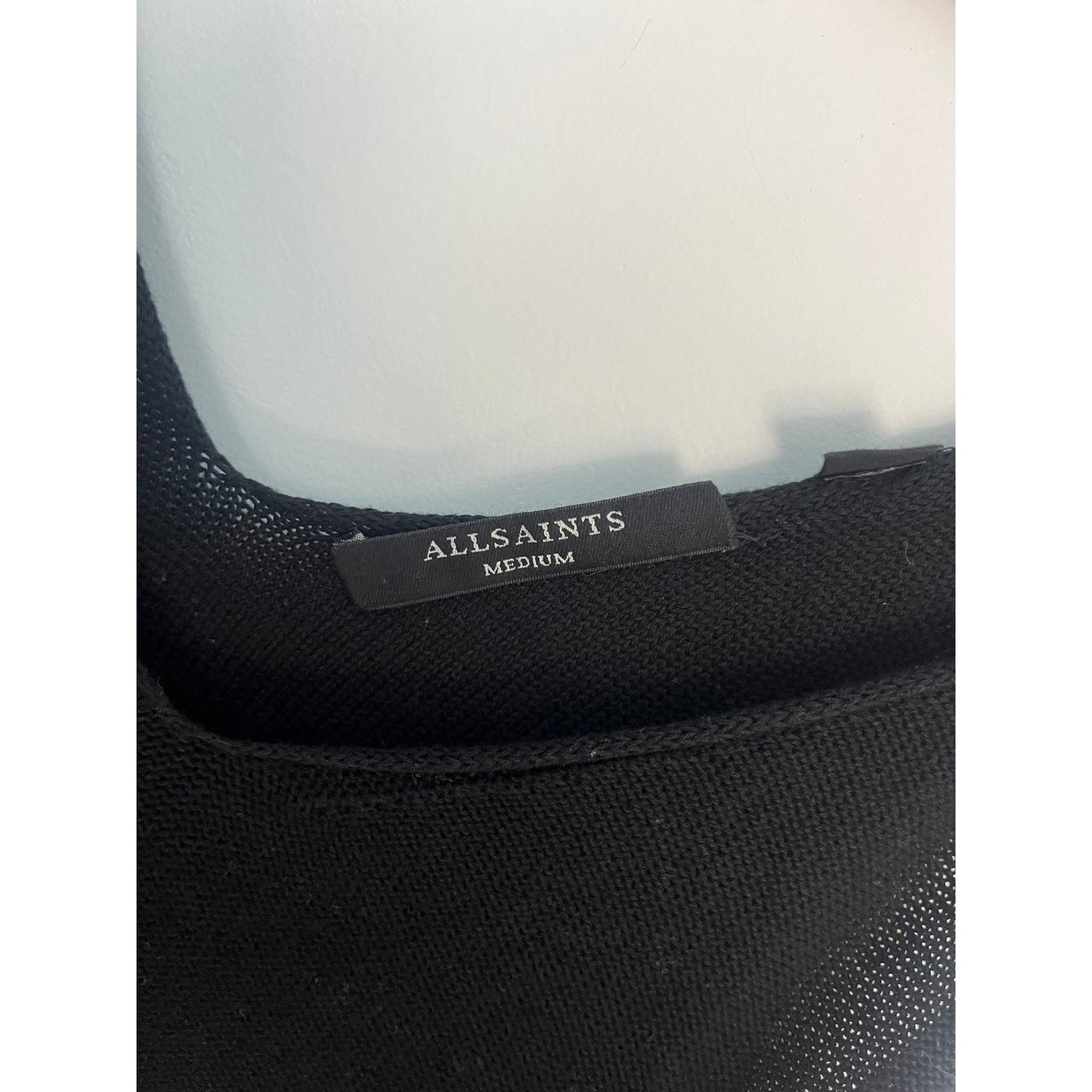 AllSaints Knit Midi Dress Women Medium Black Sleeveless Minimalist