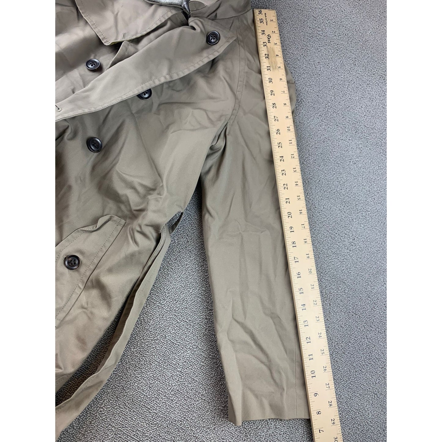 GAP Trench Coat Men's Medium Khaki Belted Double Breasted Removable Wool Liner