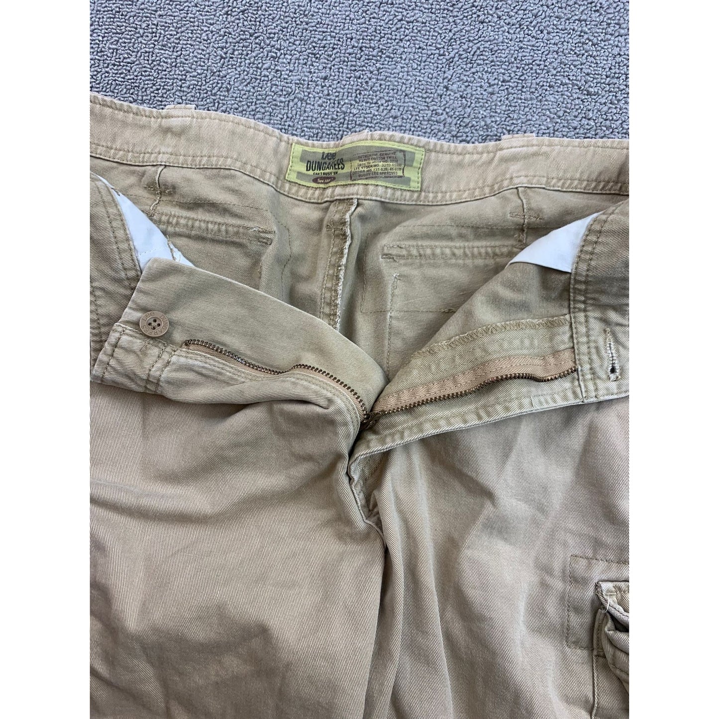 Y2K Lee Dungarees Men's Size 34 Cargo Shorts Beige Work Outdoors HIking