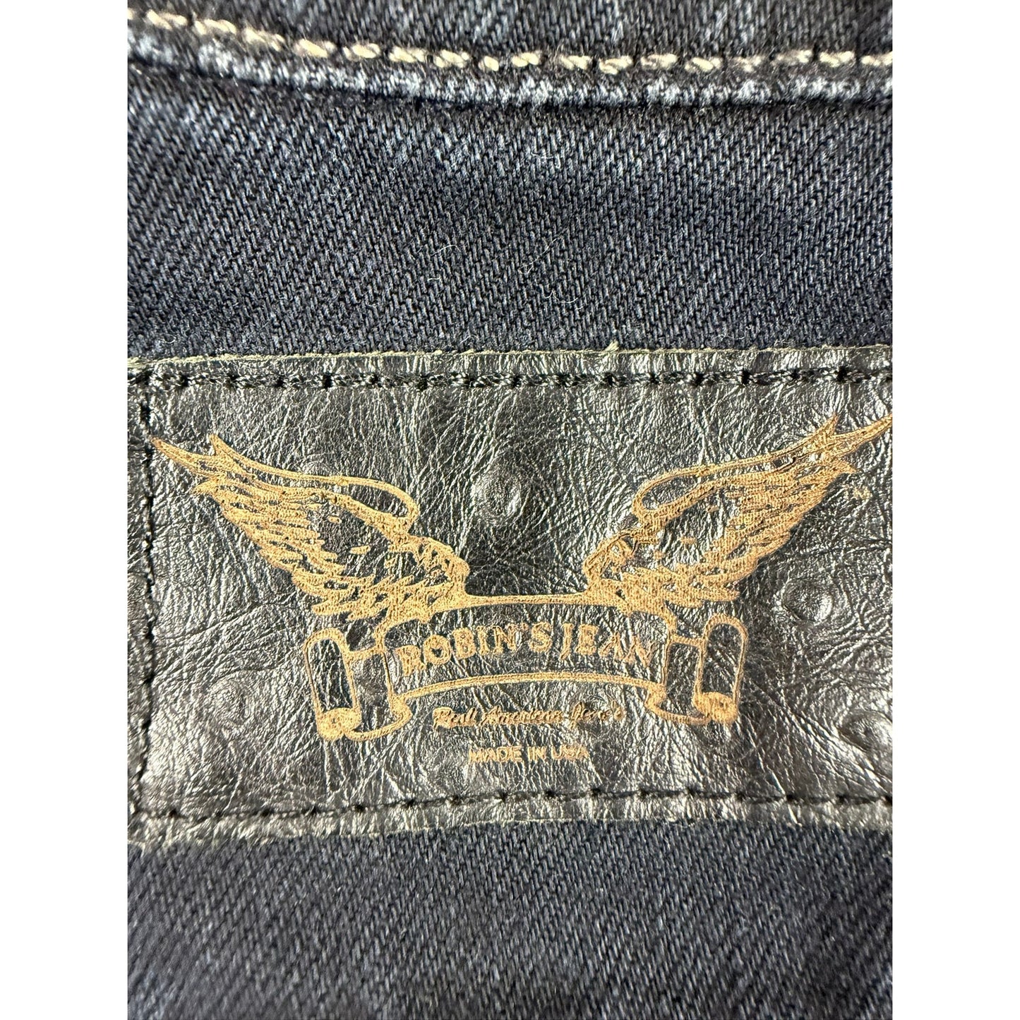 Robin’s Jean XL Denim Vest Distressed Wings Embroidery USA Rhinestone Collar