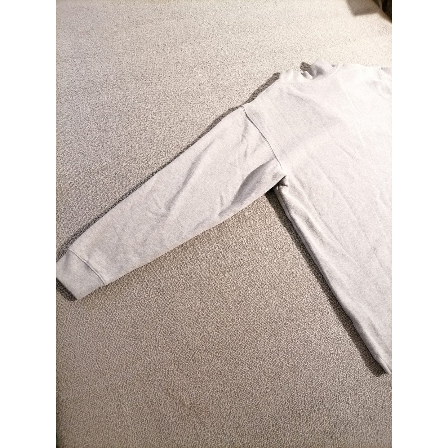 Reebok Large Male Grey Striped Quarter Zip Cotton Blend Pullover Sweatshirt