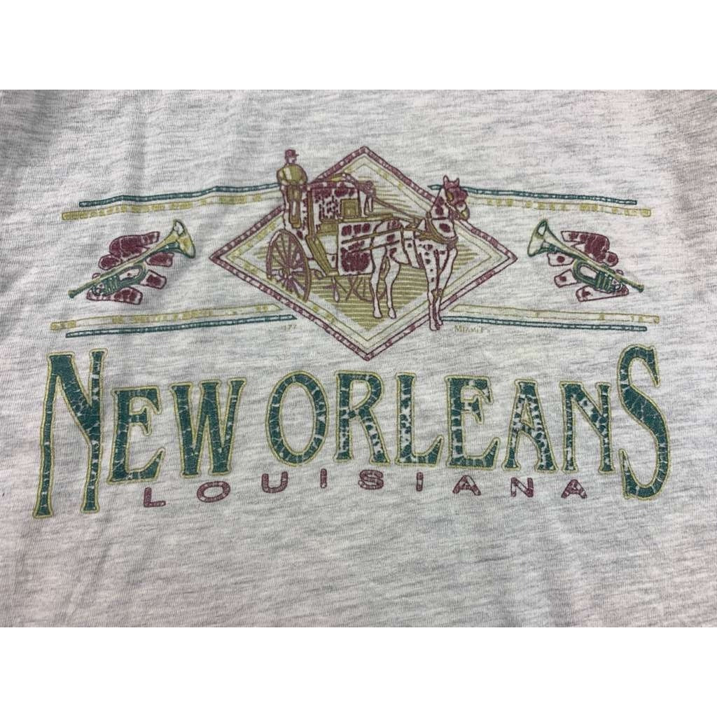 Hanes  Mens L Gray Beefy T New Orleans Louisiana T Shirt Heather 90's USA Made