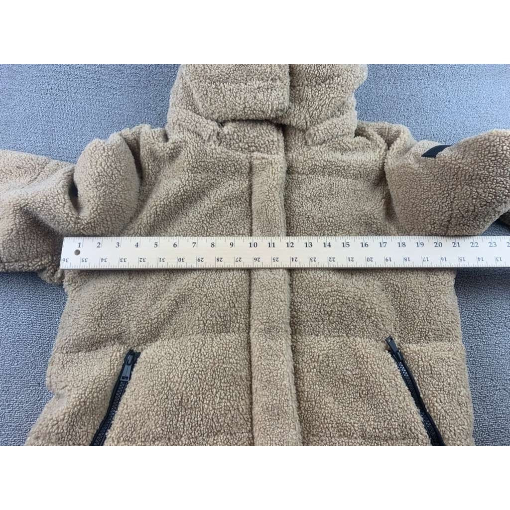 Sanctuary Sherpa Hooded Puffer Jacket Size M Teddy Bear Coat Faux Fur Tan
