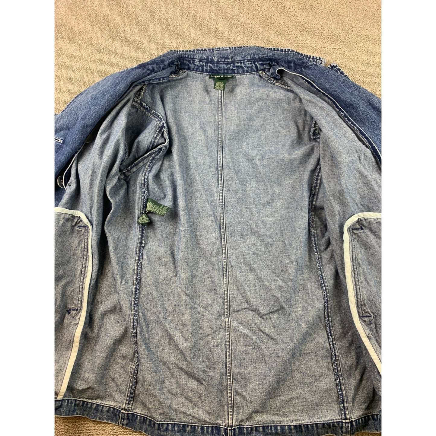 Vintage Lauren Jeans Co Ralph Women's Denim Peacoat Size Medium Made Hong Kong