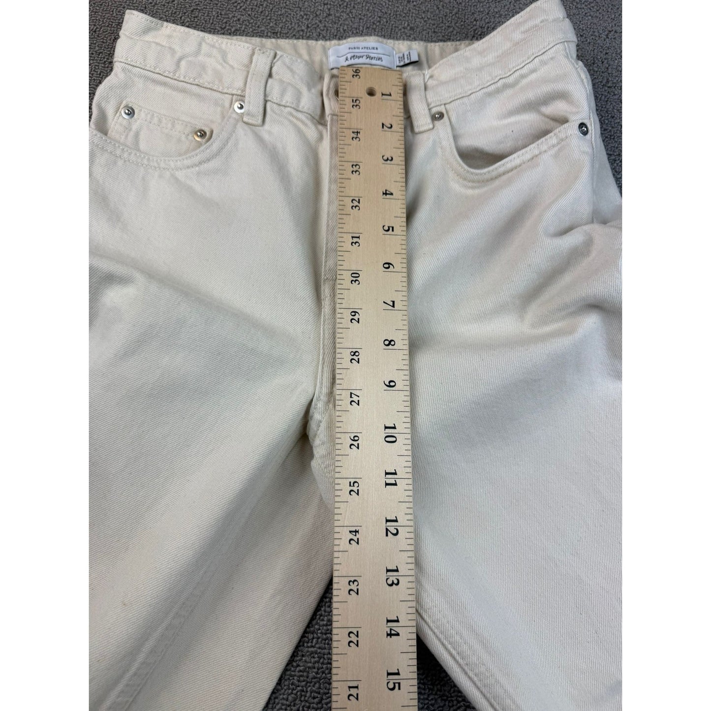 & Other Stories Atelier Women's 26 Off-White Ivory Cropped Straight Denim Jeans