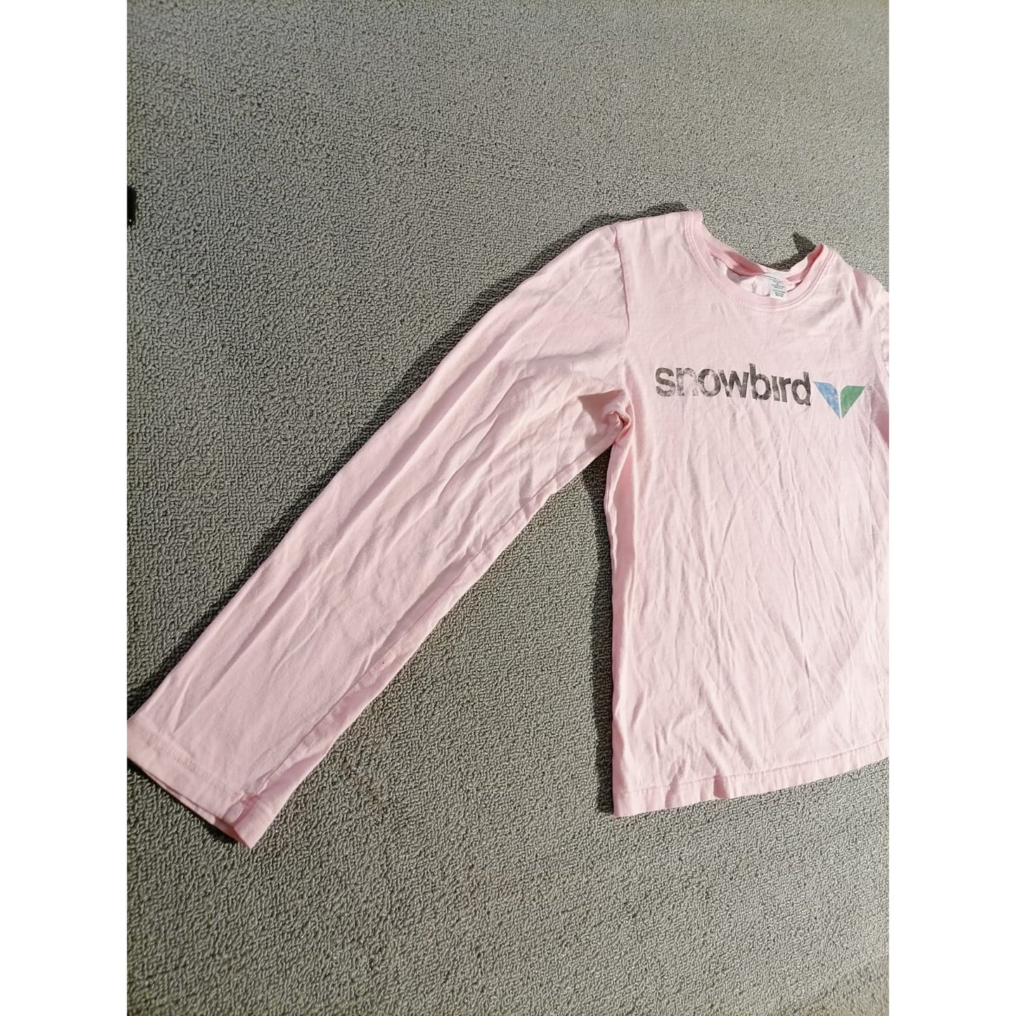Bella Medium Kids Female Pink Snowbird Graphic Long Sleeve Soft Cotton Tee Top
