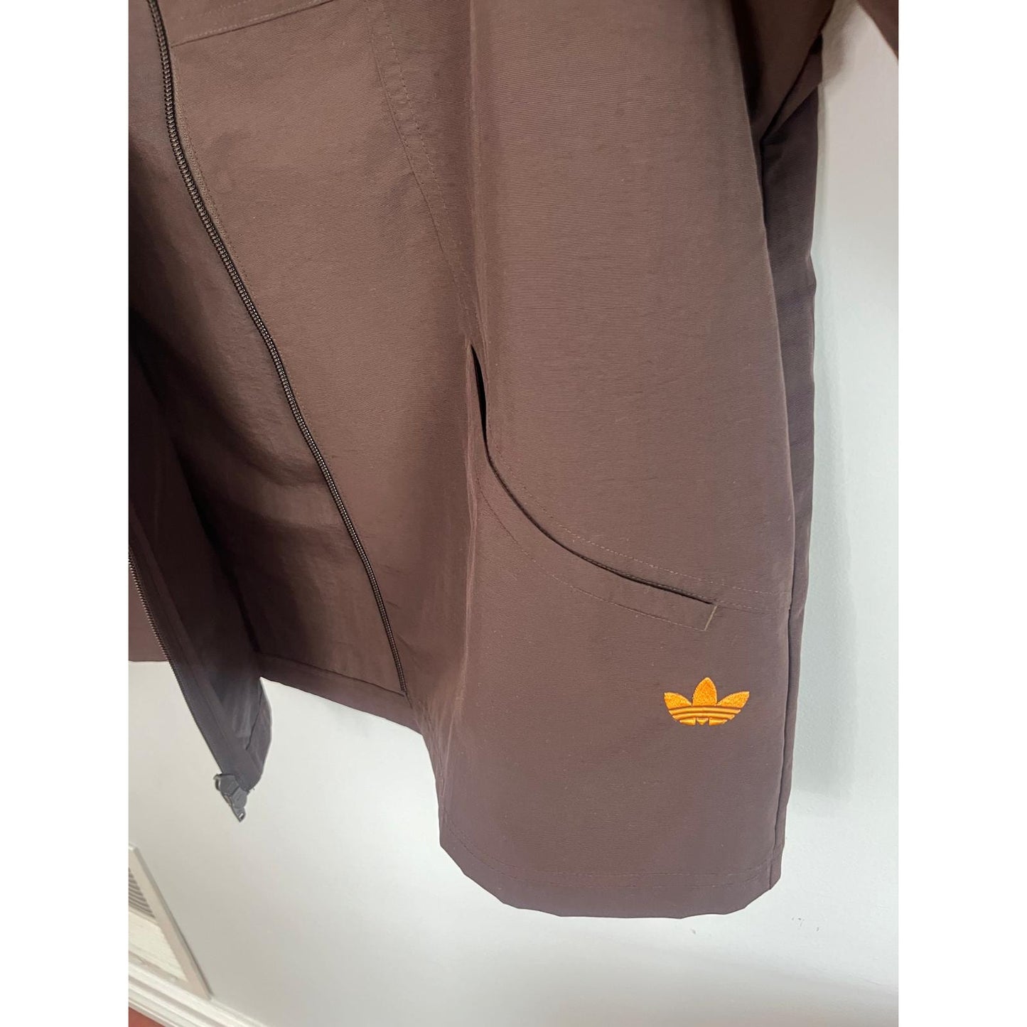 Adidas Jacket Men S Brown Skateboarding Zip Front Trefoil Logo