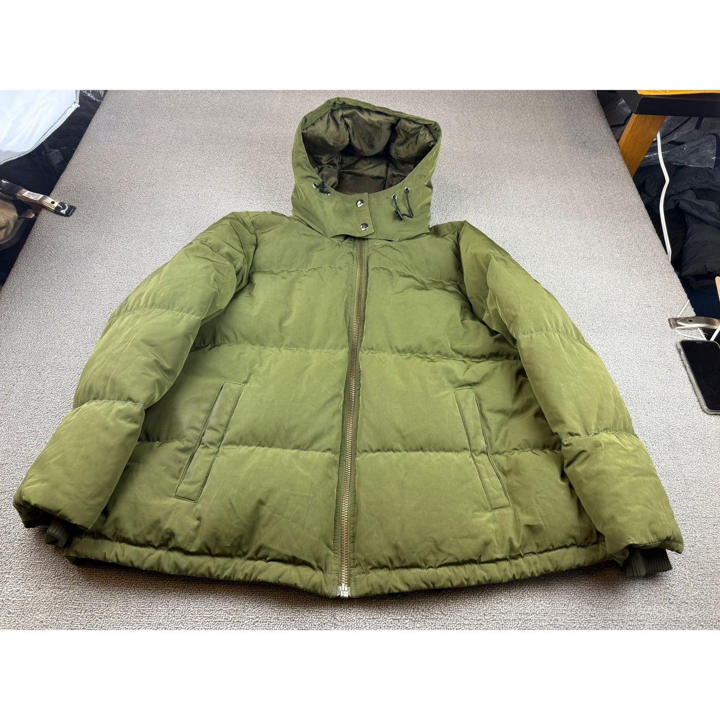 Madewell Women's Large Quilted Down Puffer Parka Green Jacket Coat
