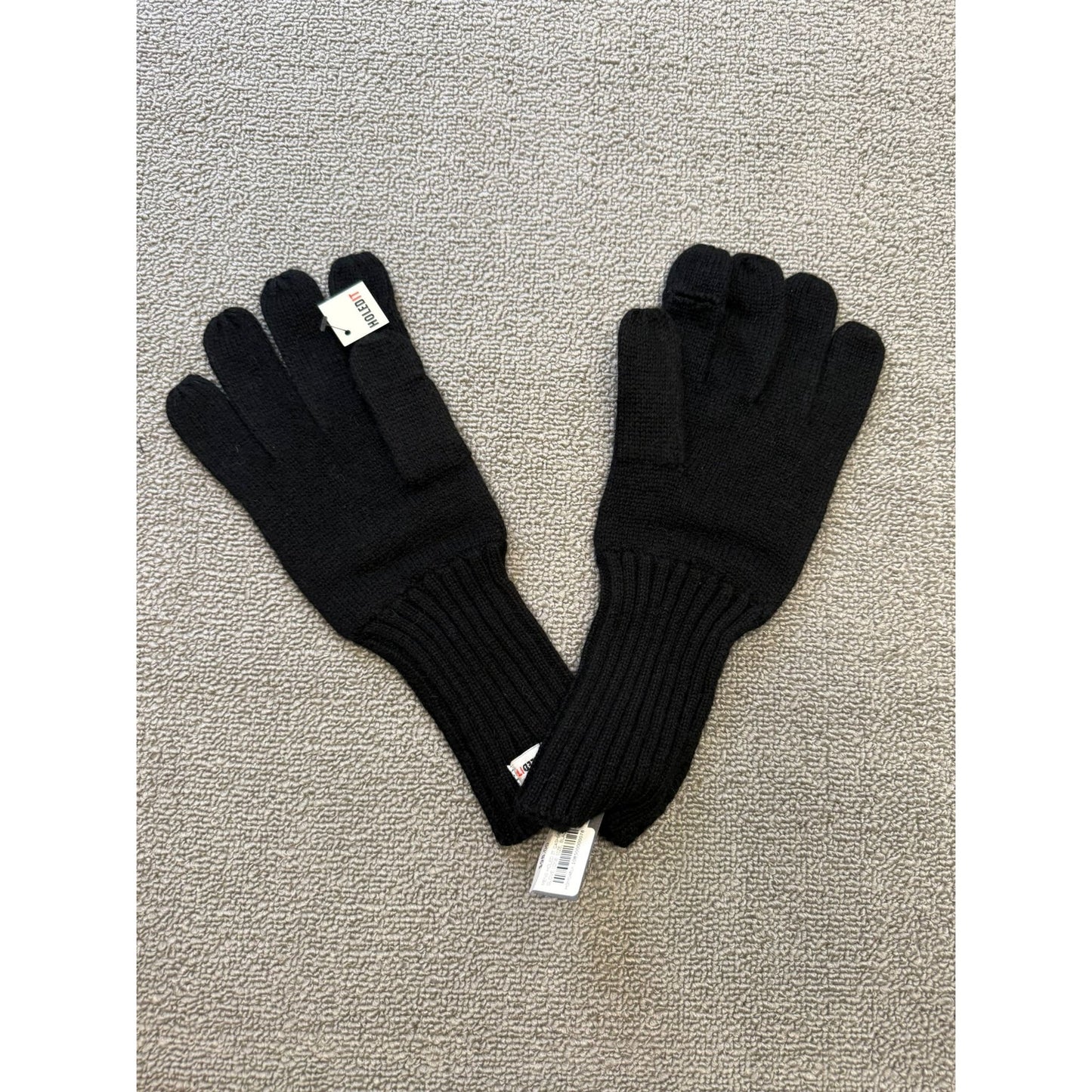 Carolina Amato Men Holed It One Size Black Cashmere Gloves
