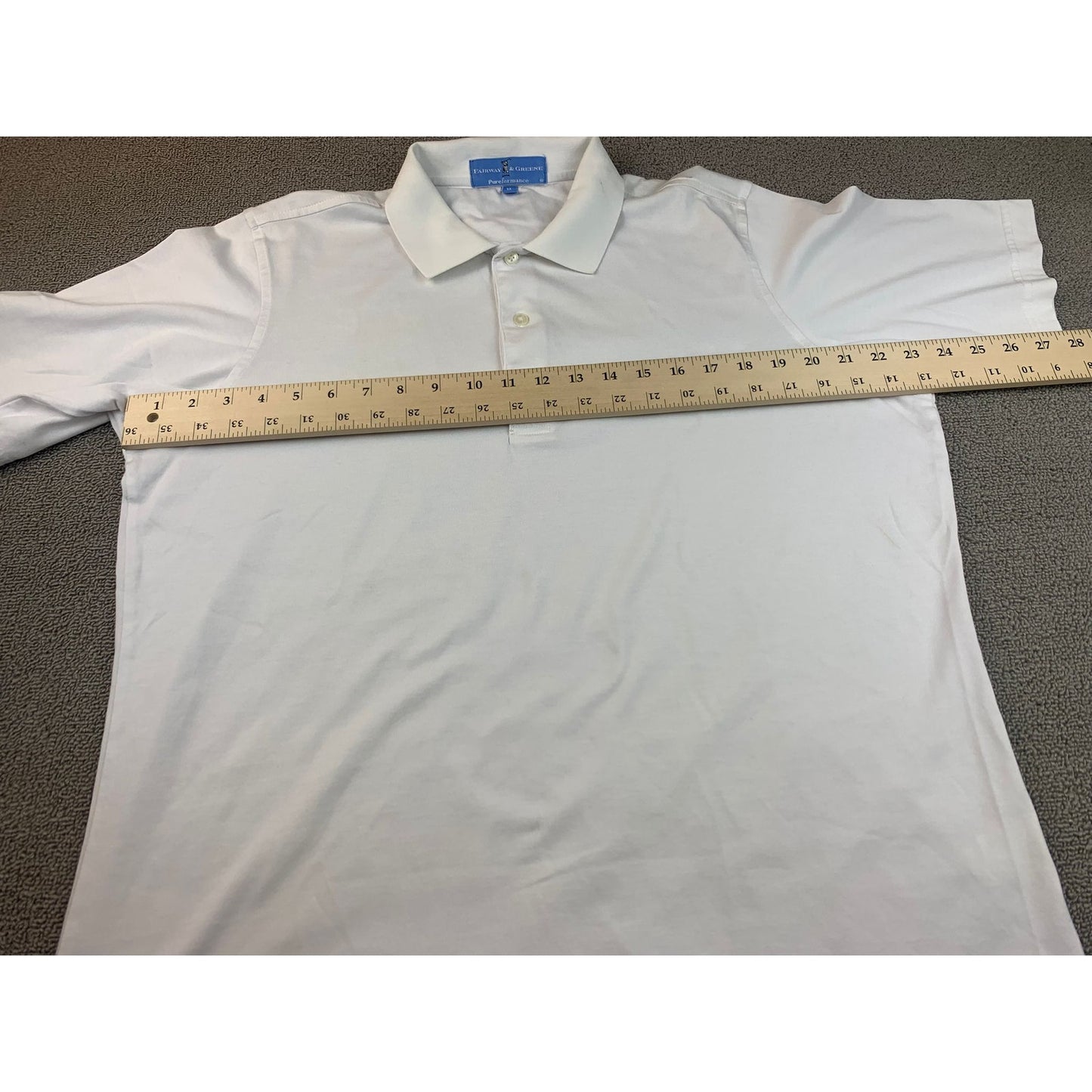 Fairway & Greene Men's M White Performance Embroidered Golf Polo Shirt Top