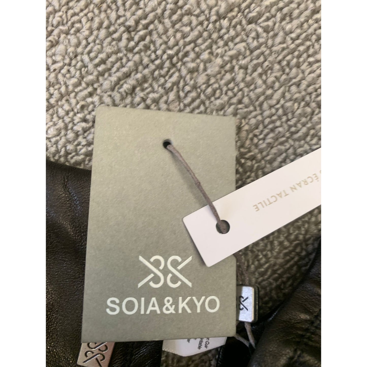 Soia & Kyo Women M Black Leather Zipper Gloves