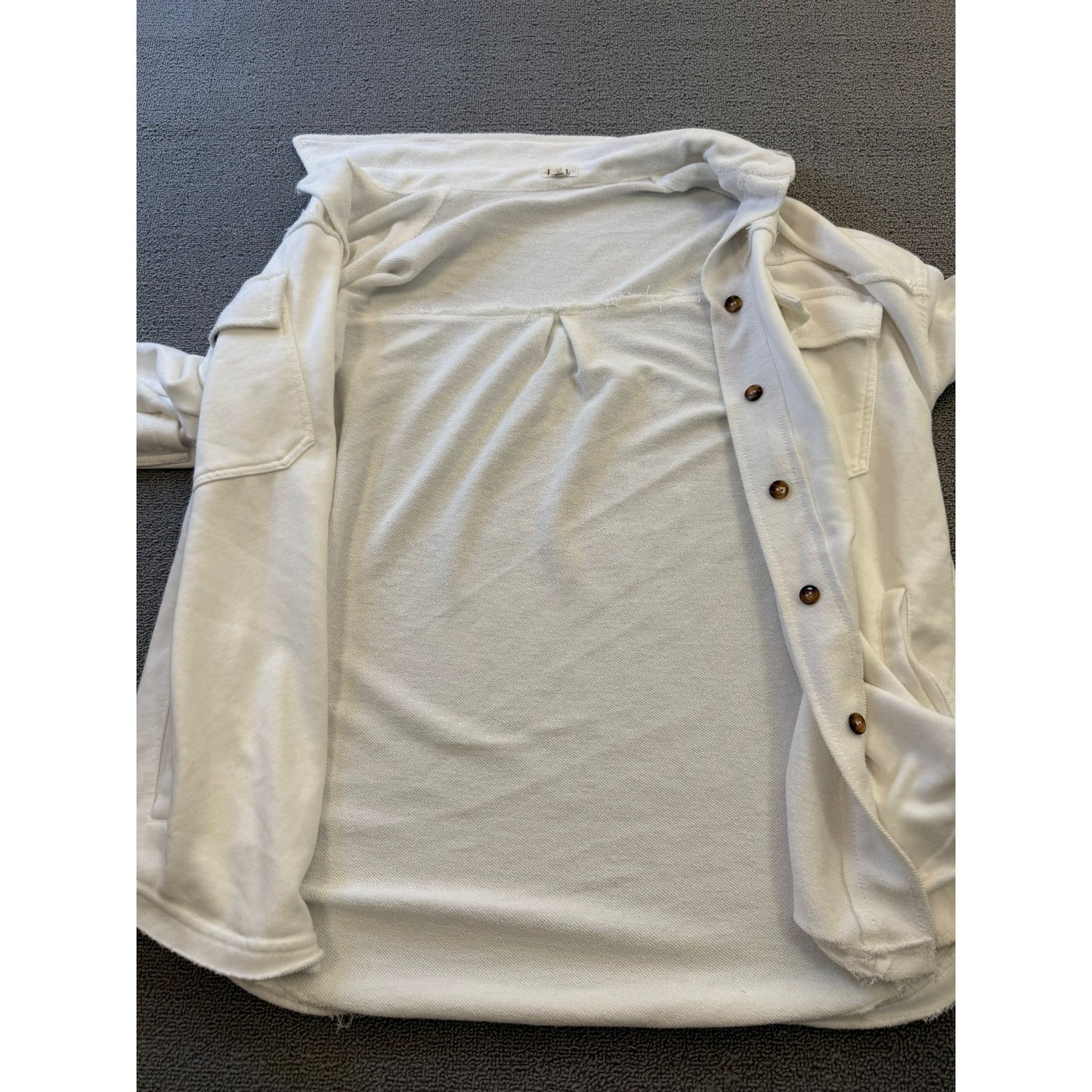 POL Women's Size Medium White Button-Up Shacket Jacket