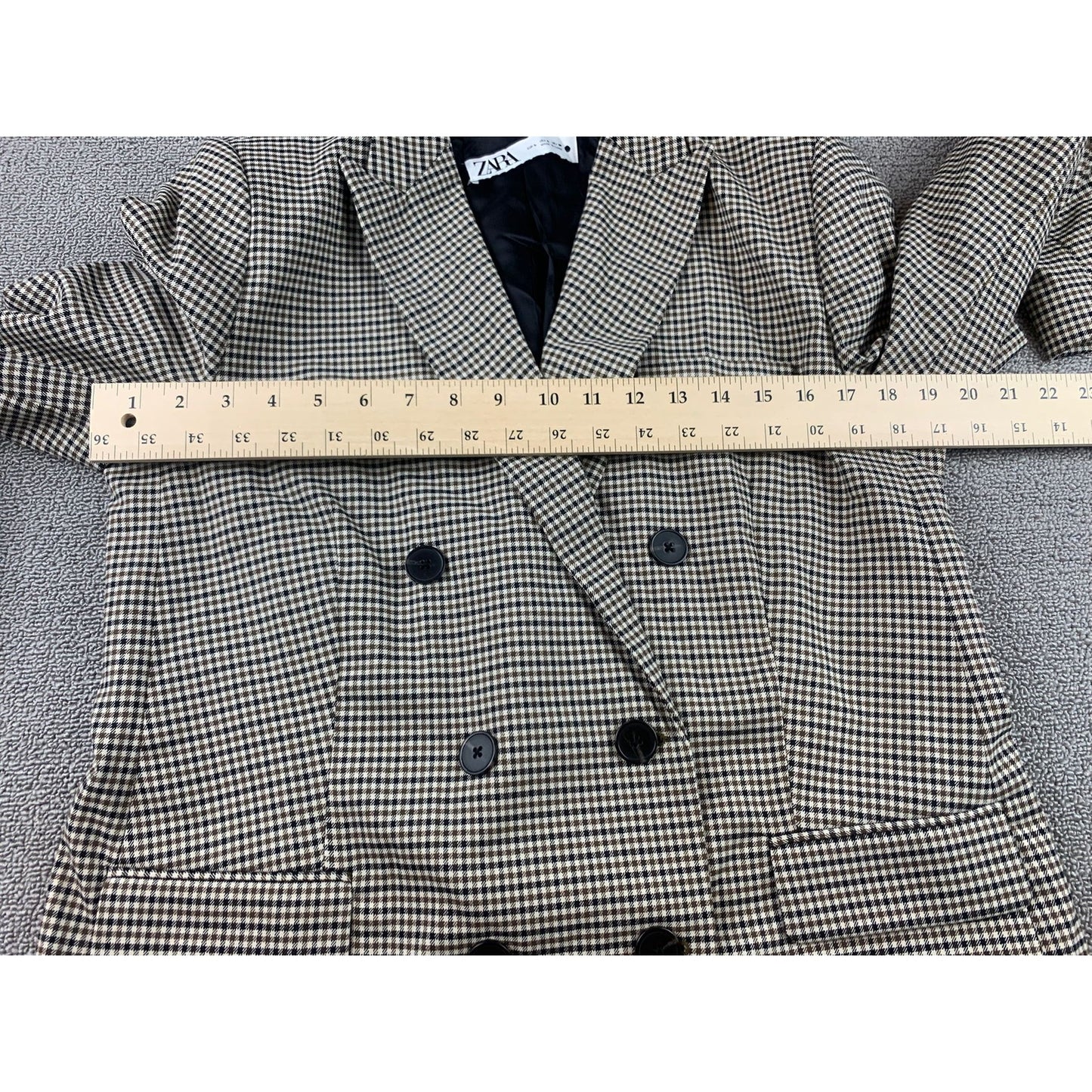 Zara Women's Large Plaid Doble Breasted Blazer Fall Winter