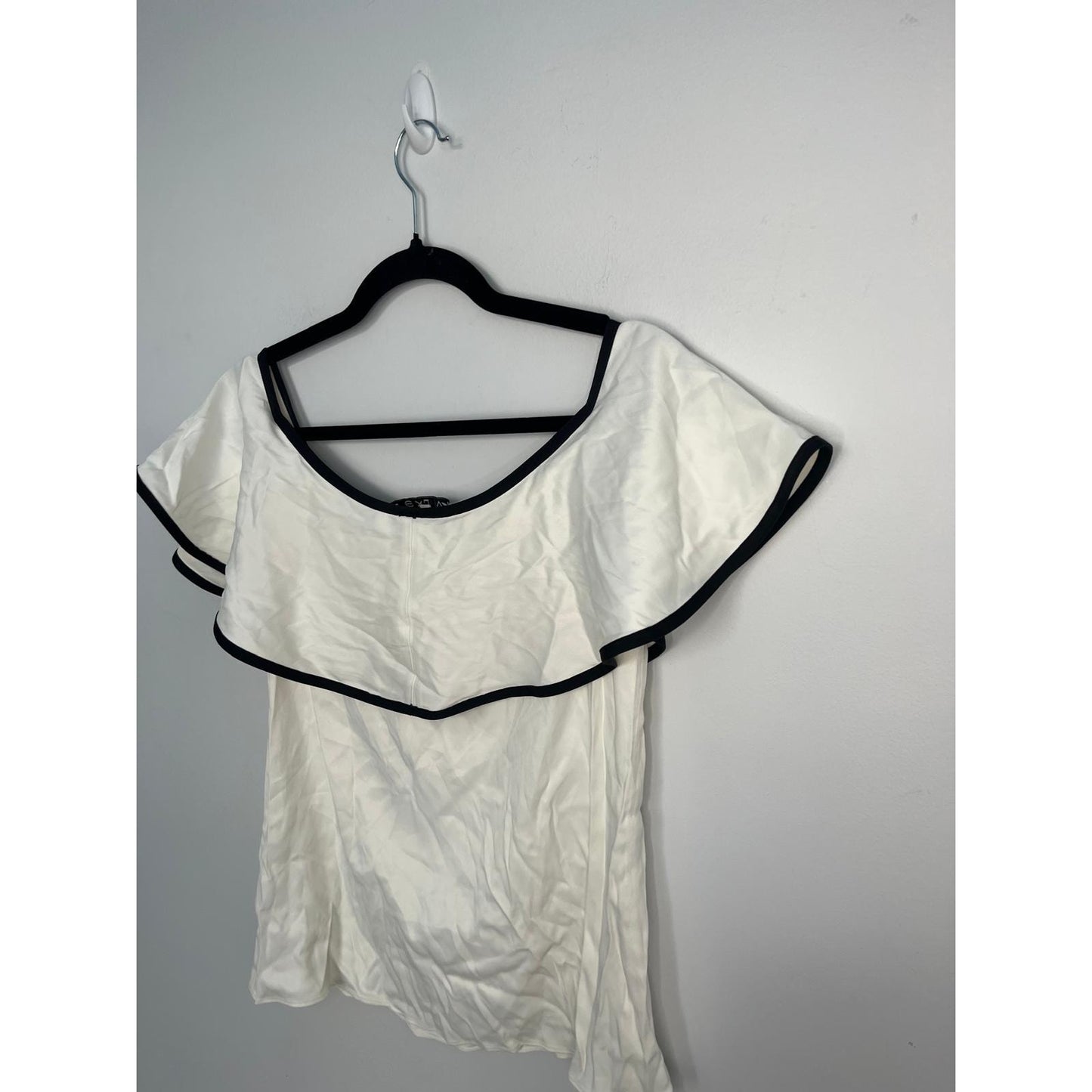 Alexis Ruffle Trim Blouse Women S Contrast Tie Bow Short Sleeve
