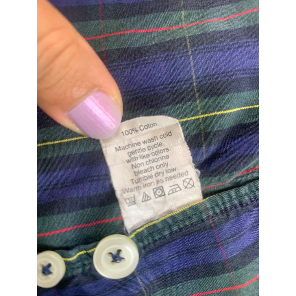 J.Crew Medium Green Blue Plaid Shirt Button Down Thompson Shirtings Long Sleeve