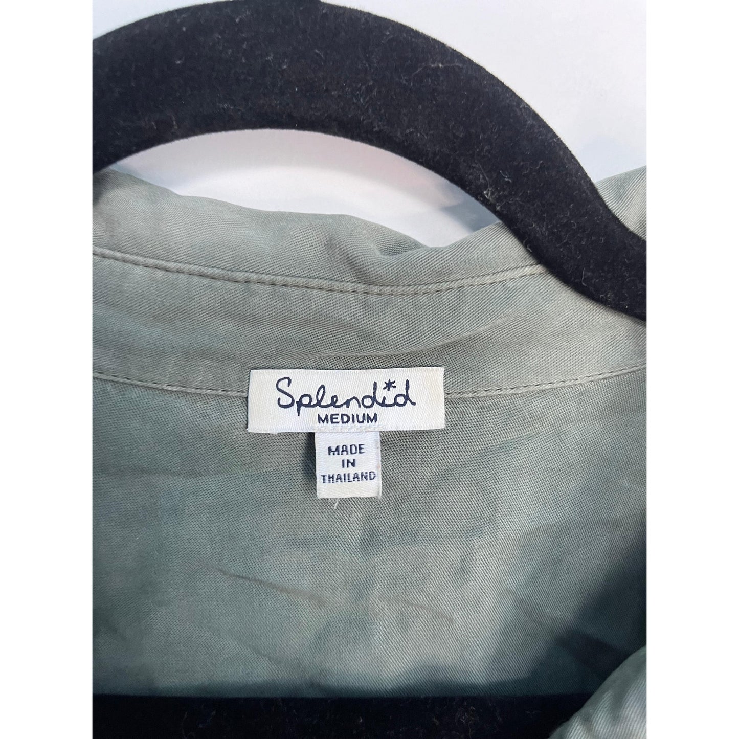 Splendid Button Down Shirt Women Medium Green Long Sleeve Casual Utility
