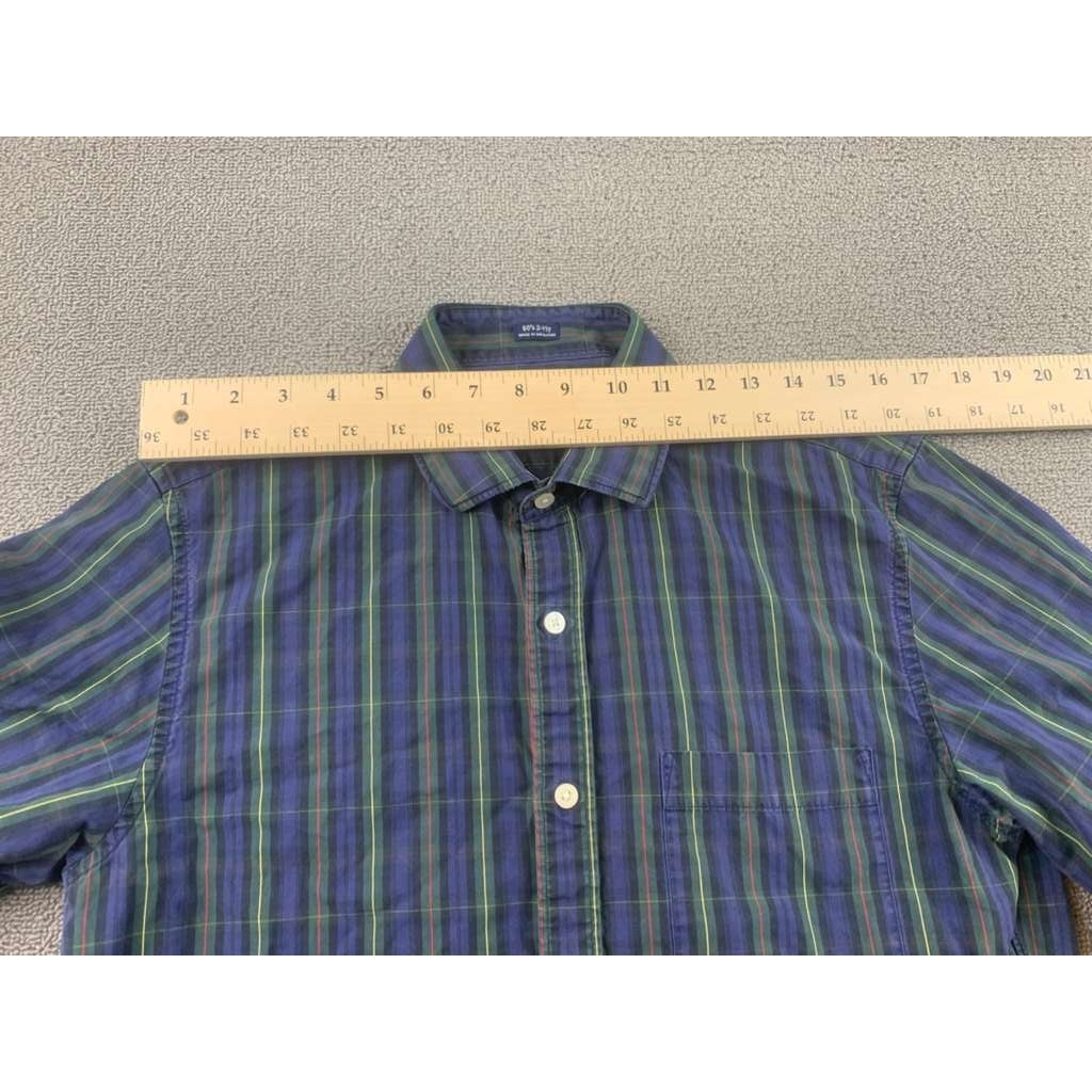 J.Crew Medium Green Blue Plaid Shirt Button Down Thompson Shirtings Long Sleeve
