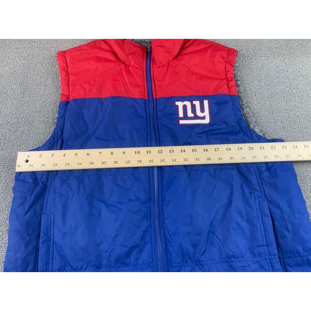 NFL New York Giants Football Men's XL Blue Red Reversible Puffer Vest Insulated