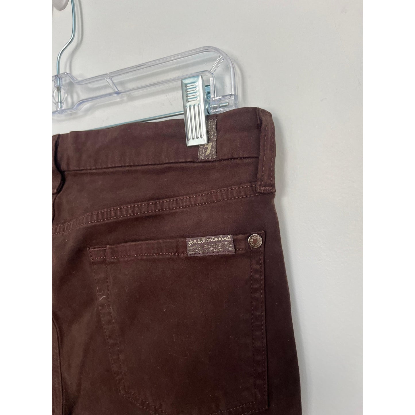 7 For All Mankind Skinny Pants Women 30 Dark Brown Velvet Stretch NWT