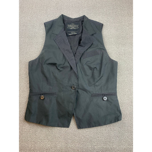 AllSaints Sleeveless Blazer Vest Womens US 6 UK 10 Black Italian Cloth Tailored