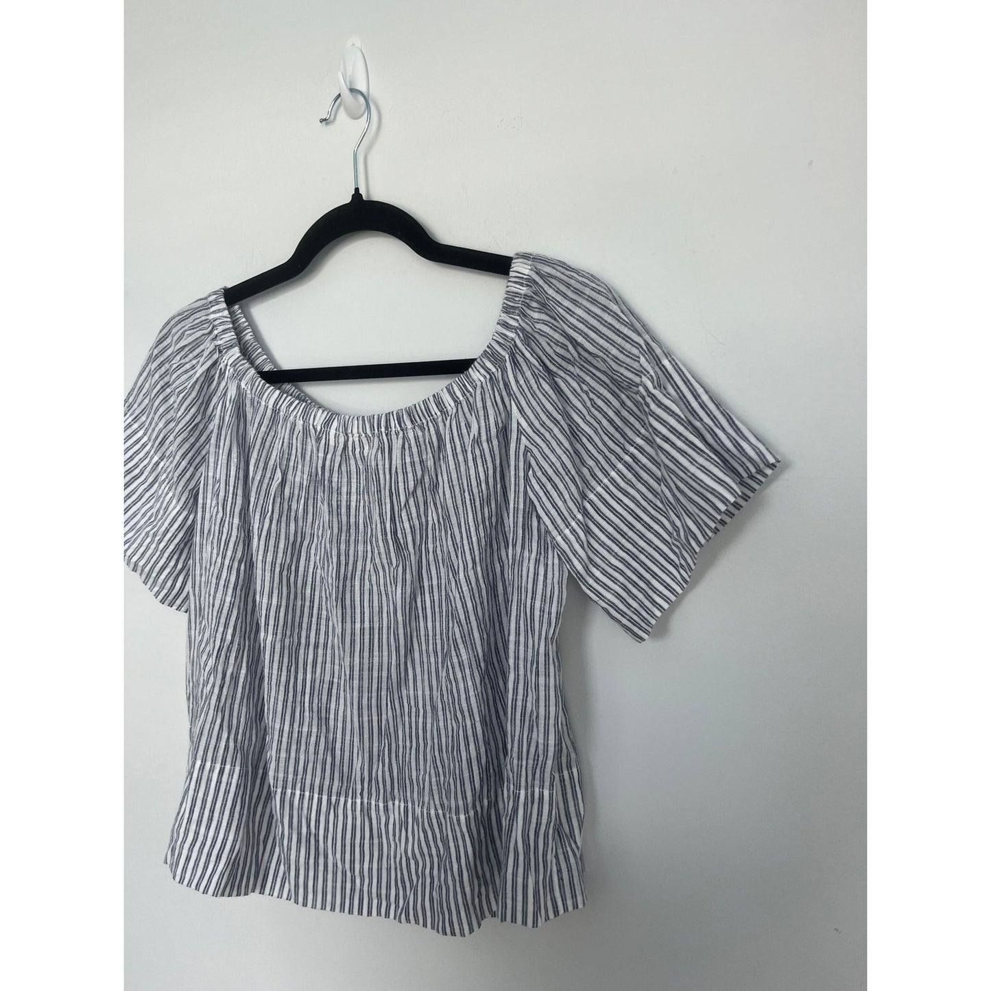 AG Adriano Goldschmied Striped Linen Blouse Women M Off Shoulder Summer Top
