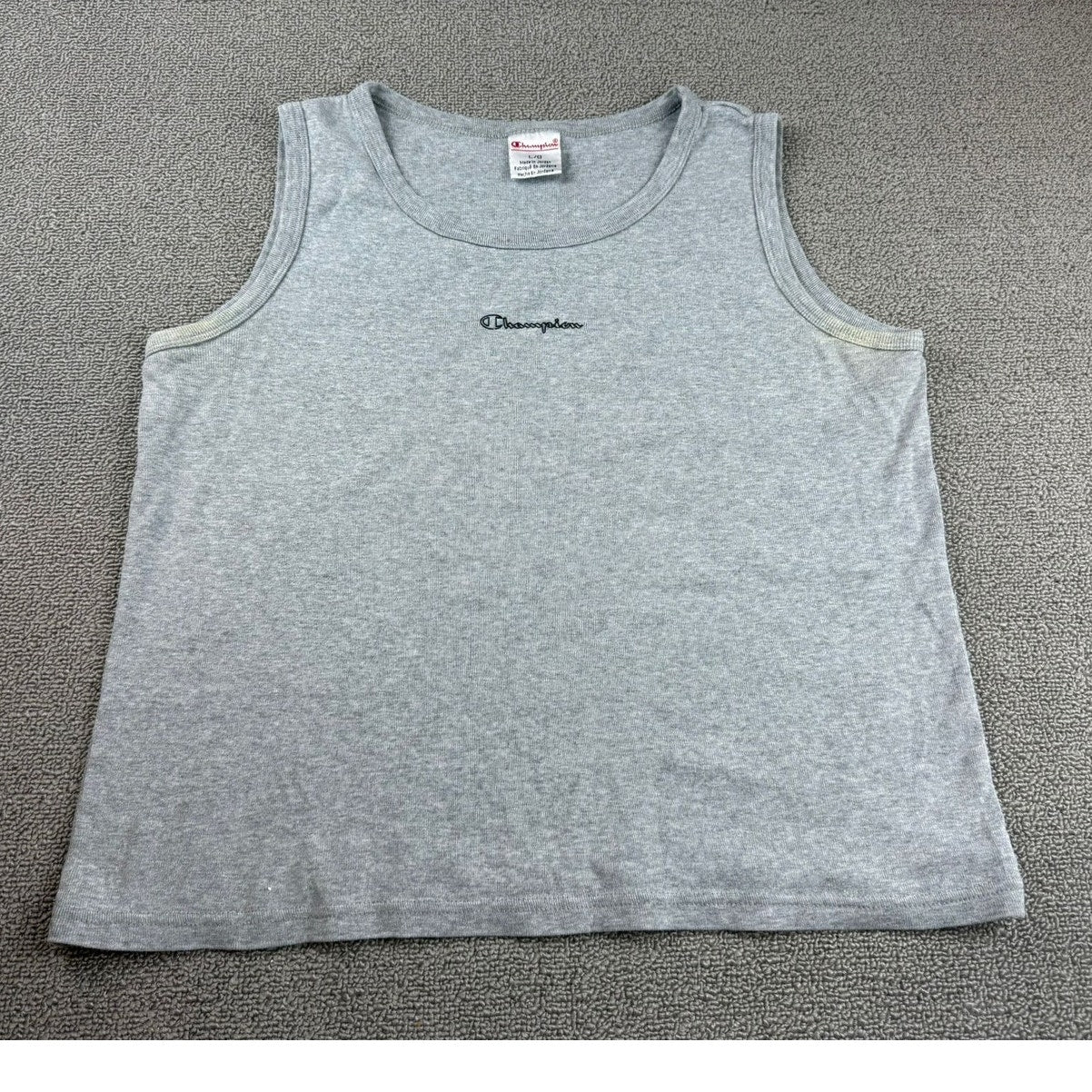 Vintage Y2K Champion Large Gray Athletic Tank Top Embroidered Logo Jordan Made