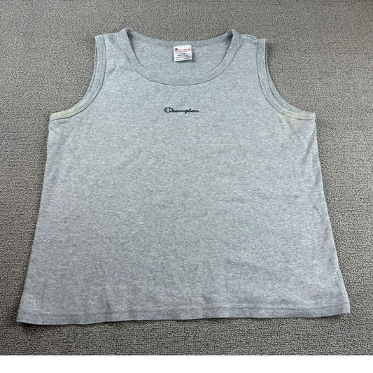 Vintage Y2K Champion Large Gray Athletic Tank Top Embroidered Logo Jordan Made