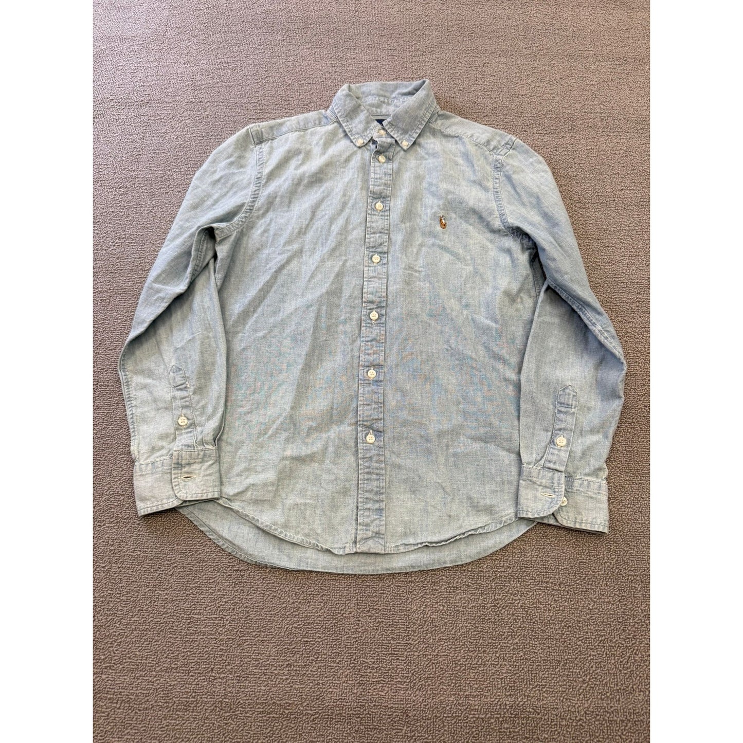 Ralph Lauren Men's 16 Blue Button-Down Chambray Shirt