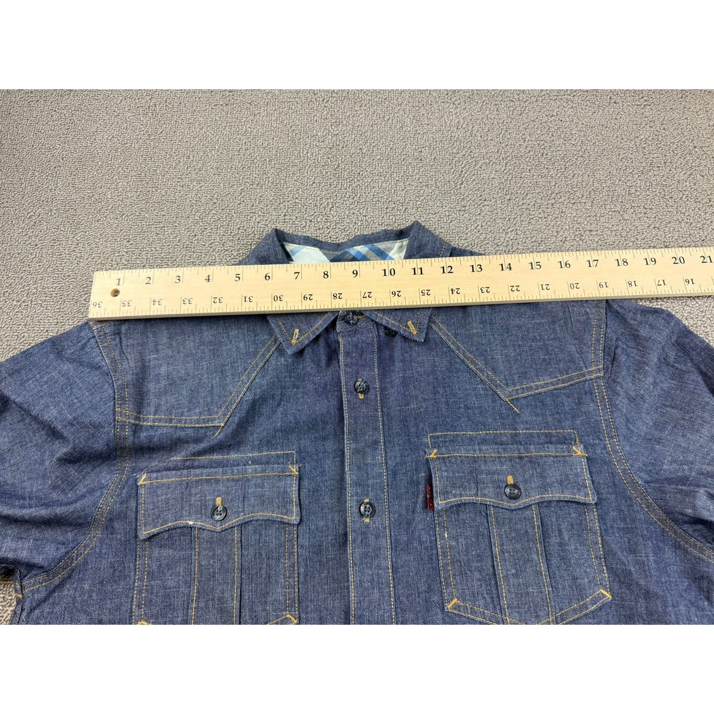 Vintage Levi's Men's Small Blue Denim Western Long Sleeve Button Down Shirt